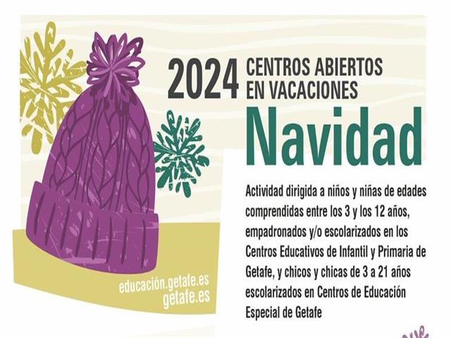 Getafe abre el plazo de preinscripción en los Centros Abiertos en Vacaciones de Navidad 2024